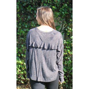 Umgee Ruffle Detail Long Sleeve Top, Black